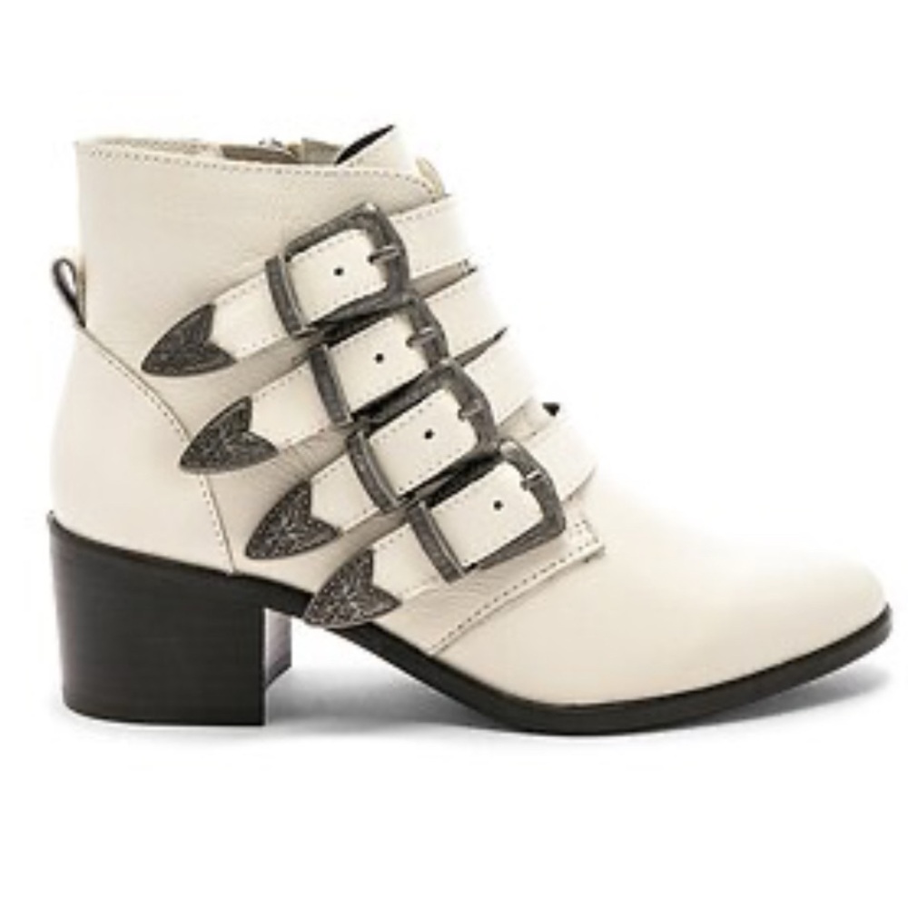 Steve Madden Black and White Ankle Booties with Buckle Straps